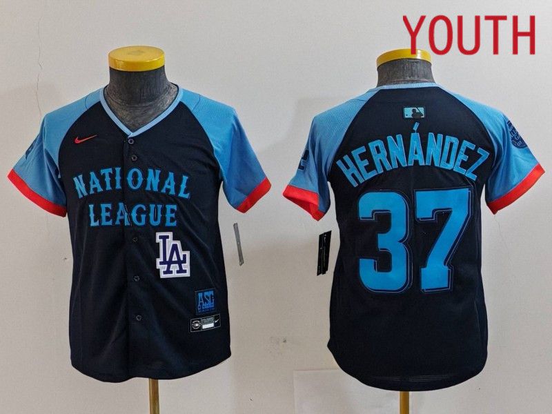 Youth Los Angeles Dodgers #37 Hernandez Blue All star 2024 Nike MLB Jersey style 7265